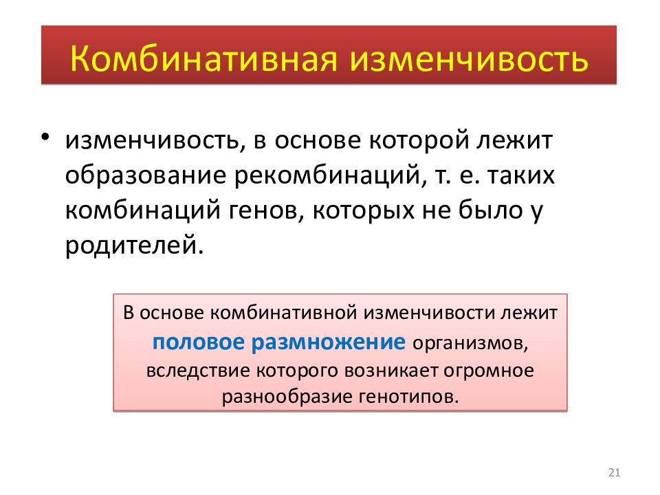 Комбинативная изменчивость презентация 10 класс