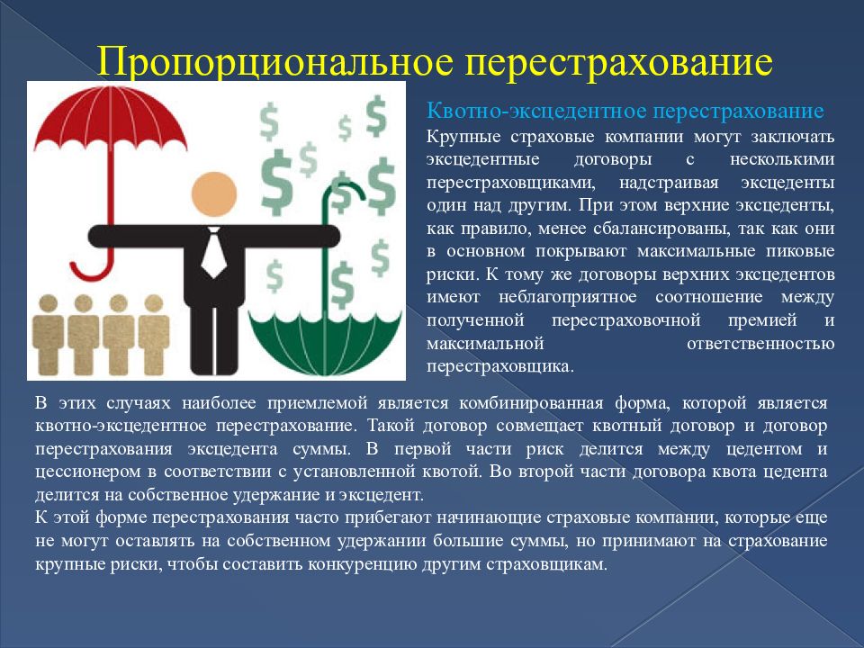 Страхование заключенных компании. Формы договоров перестрахования. Квотно-эксцедентное перестрахование. Пропорциональное перестрахование. Перестрахование презентация.