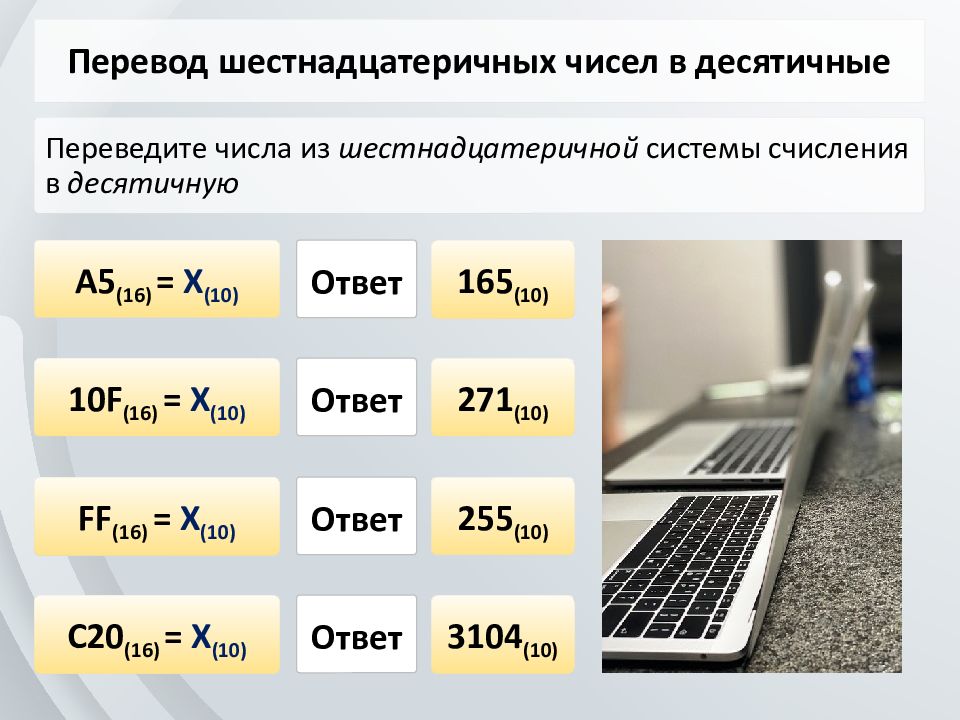 Шестнадцатеричные числа в десятичной системе счисления