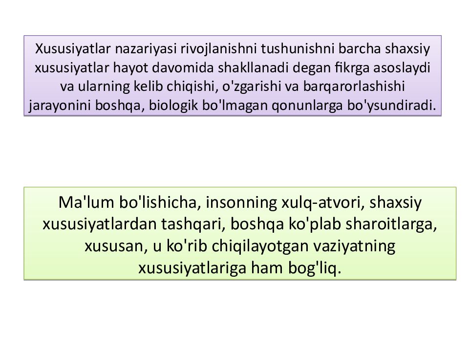 SHAXSIYAT NAZARIYALARI xorijiy