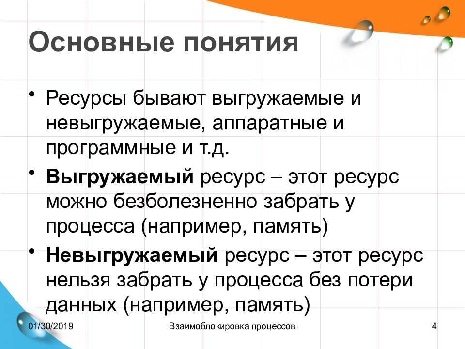 Ресурсы бывают. Взаимоблокировка процессов. Понятия взаимоблокировки. Понятие взаимоблокировки. Ресурсы. Выгружаемые и невыгружаемые ресурсы.