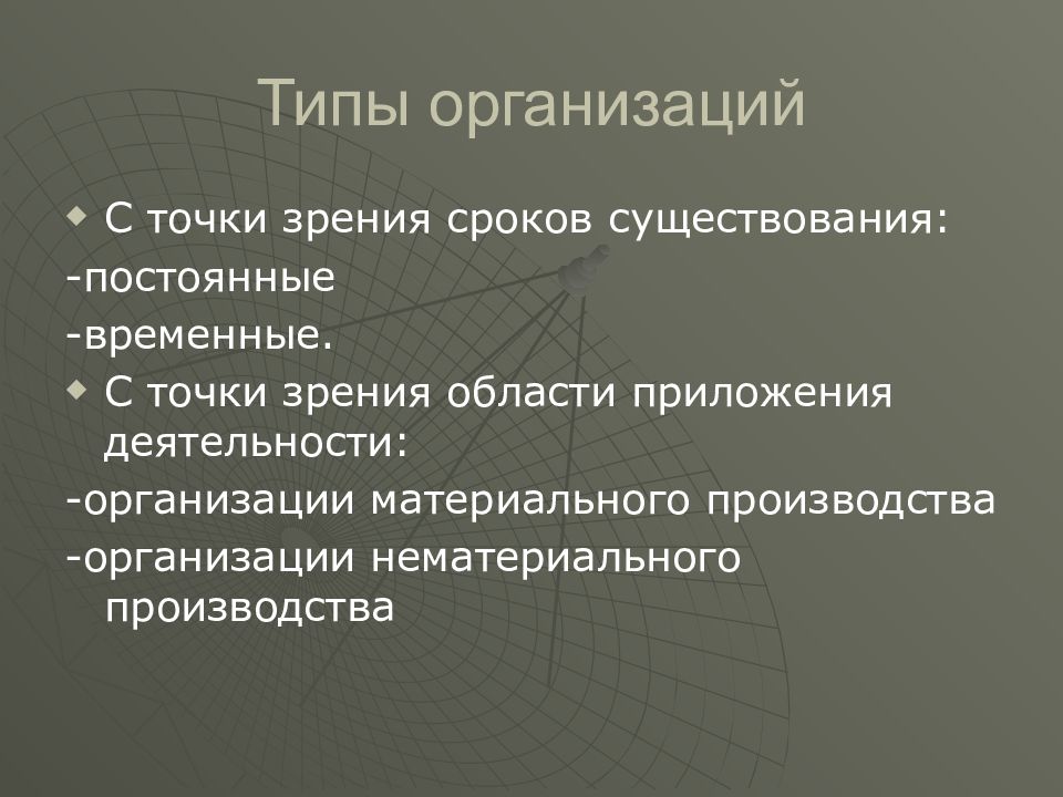 Постоянные и временные фонды. Типы организаций и их классификация презентация.