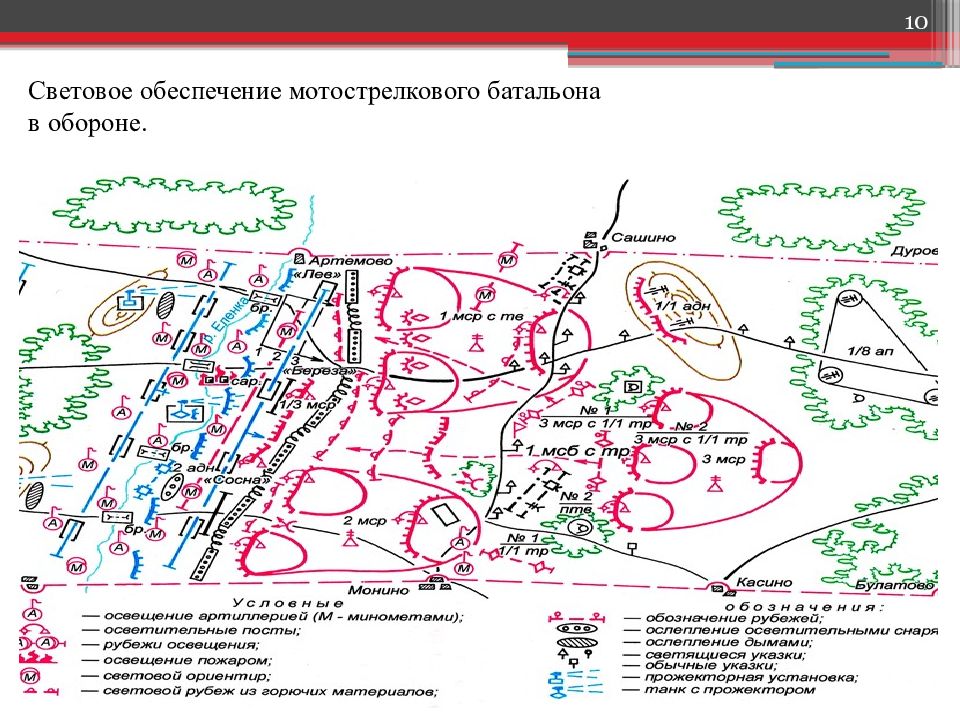 Схема района обороны батальона