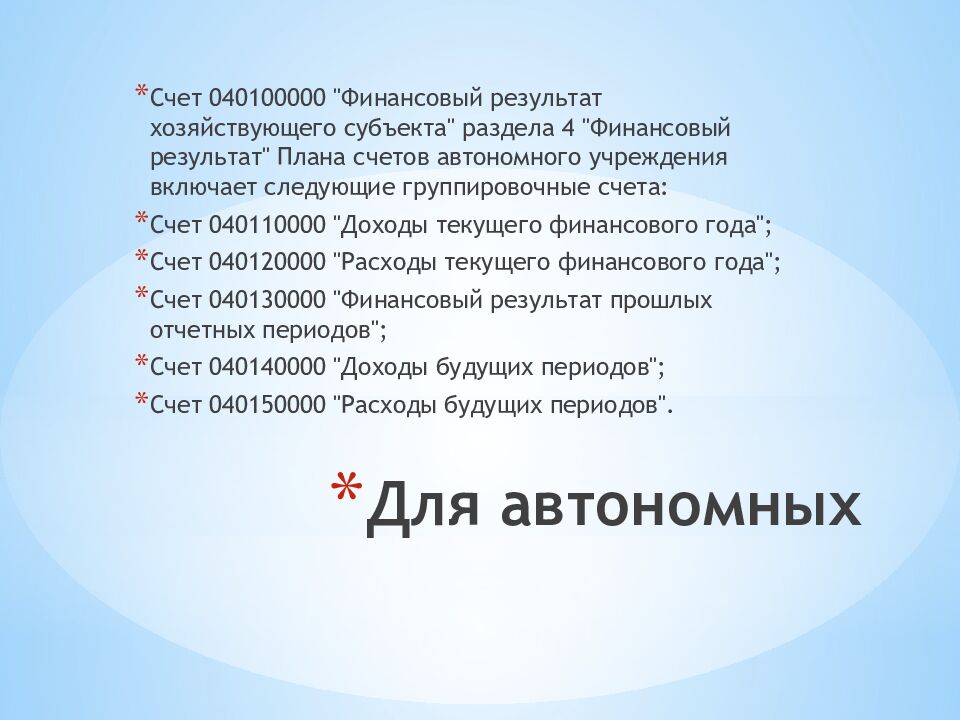 Для автономных