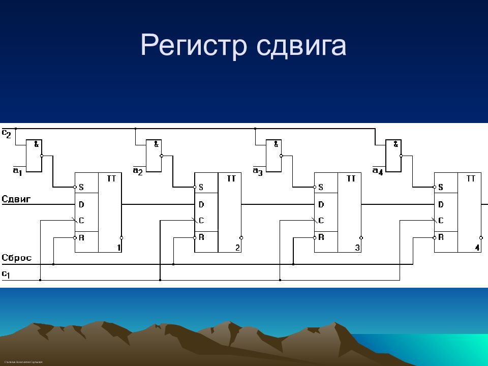 Регистр сдвига схема