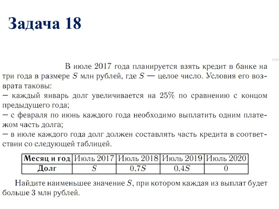 В июле 2018 года планируется взять кредит