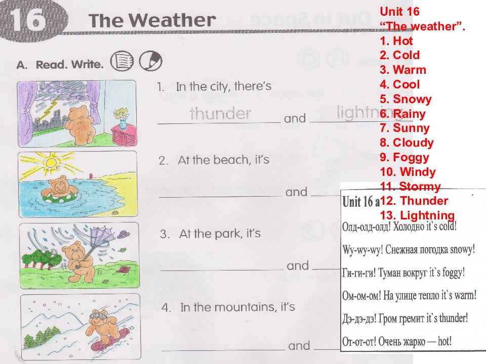 1 the weather today is. Unit 6 the weather.