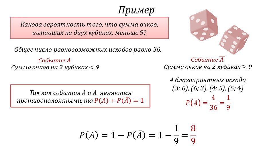 Сложение и умножение вероятностей