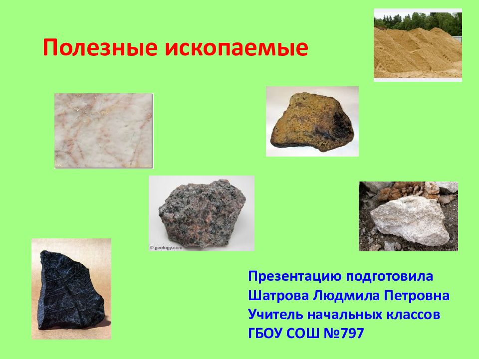 Полезные ископаемые Презентацию подготовила Шатрова Людмила Петровна Учитель
