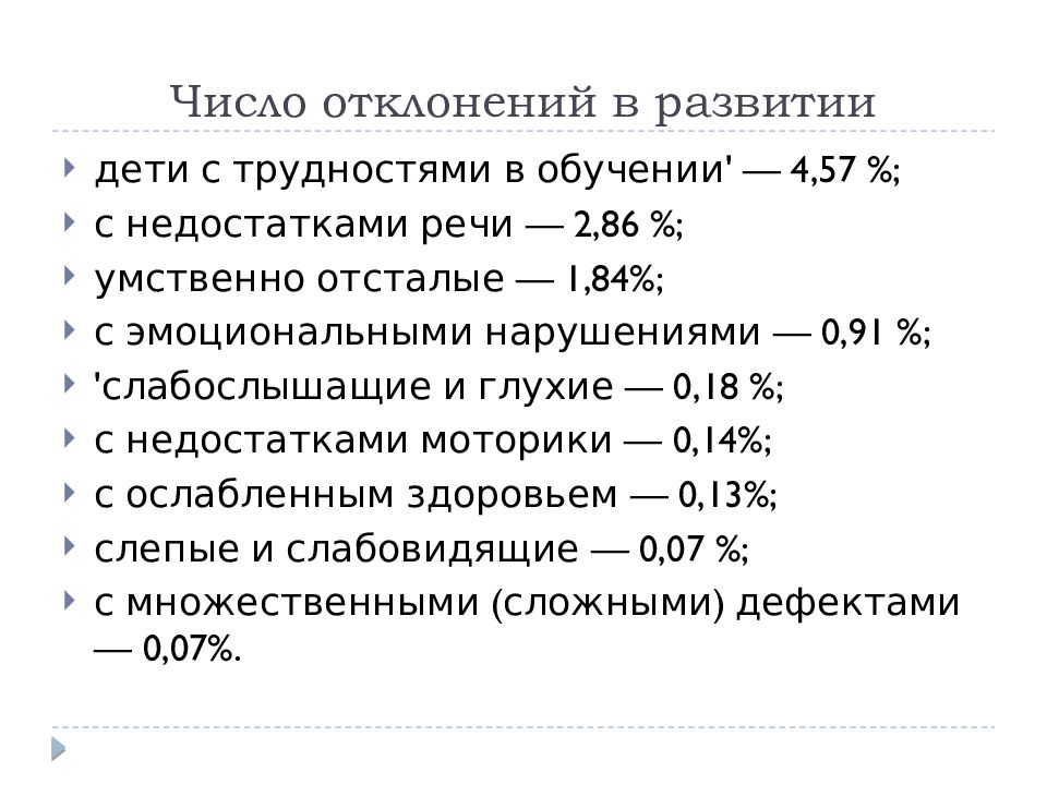 Коррекция отклонений развития