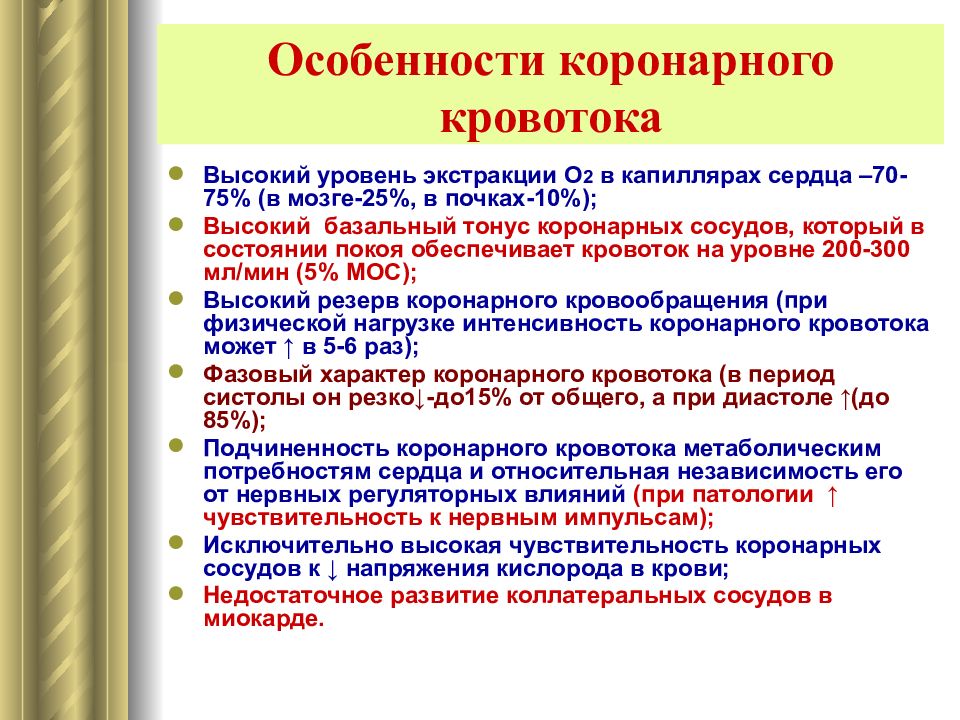 Особенности кровоснабжения головного мозга сердца легких печени презентация