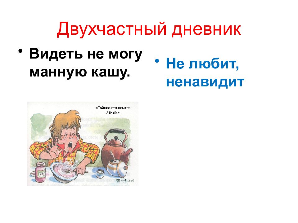 Не навидящий кашу. Тайное становится явным презентация 2 класс школа России. Двухчастный дневник. Урок в. Драгунский тайное становится явным 2 класс.