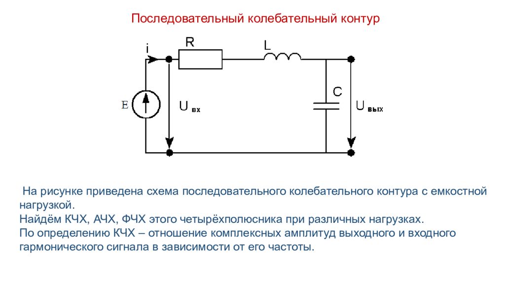 Последовательный колебательный контур На рисунке приведена схема