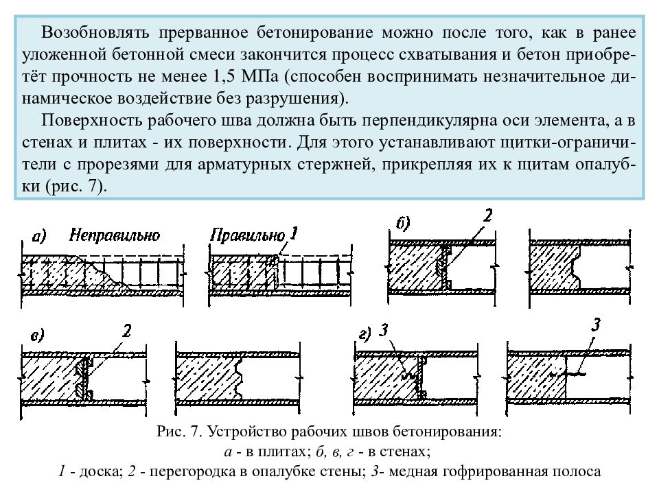 Шов бетонирования на чертеже