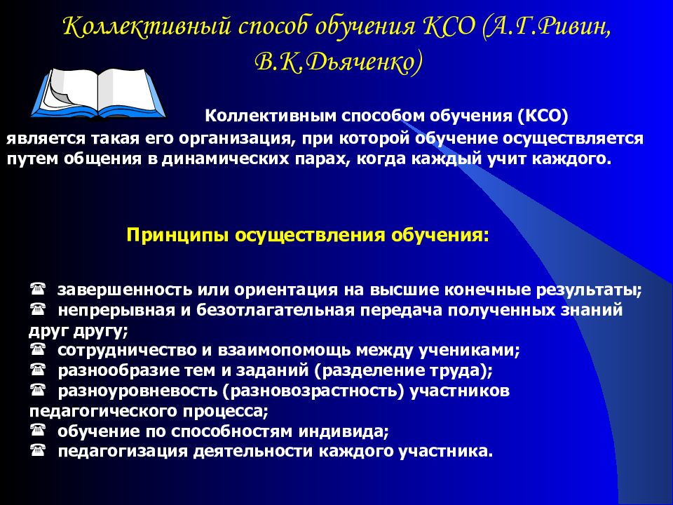 Коллективный способ обучения ксо а г ривин в к дьяченко презентация