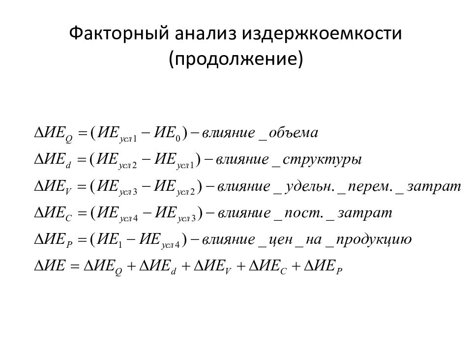 План факторный анализ себестоимости