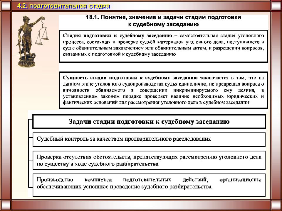 Срок рассмотрения судом. Стадии подготовки уголовного дела к судебному заседанию. Стадия подготовка к судебному разбирательству Уголовный процесс. Этапы и стадии подготовки к судебному заседанию. Задачи судебного разбирательства в уголовном процессе.