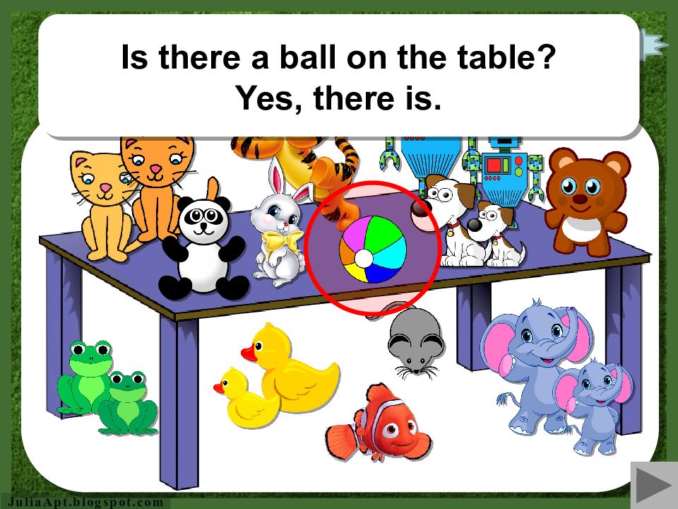 There a table yes there. The Ball is on the Table.