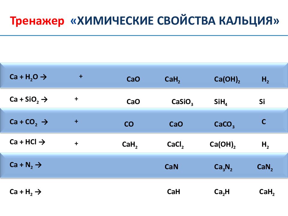 Кальций и его соединения тест