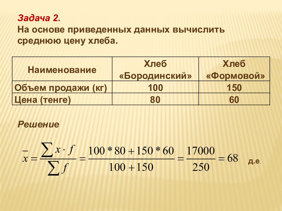 Рассчитанные данные