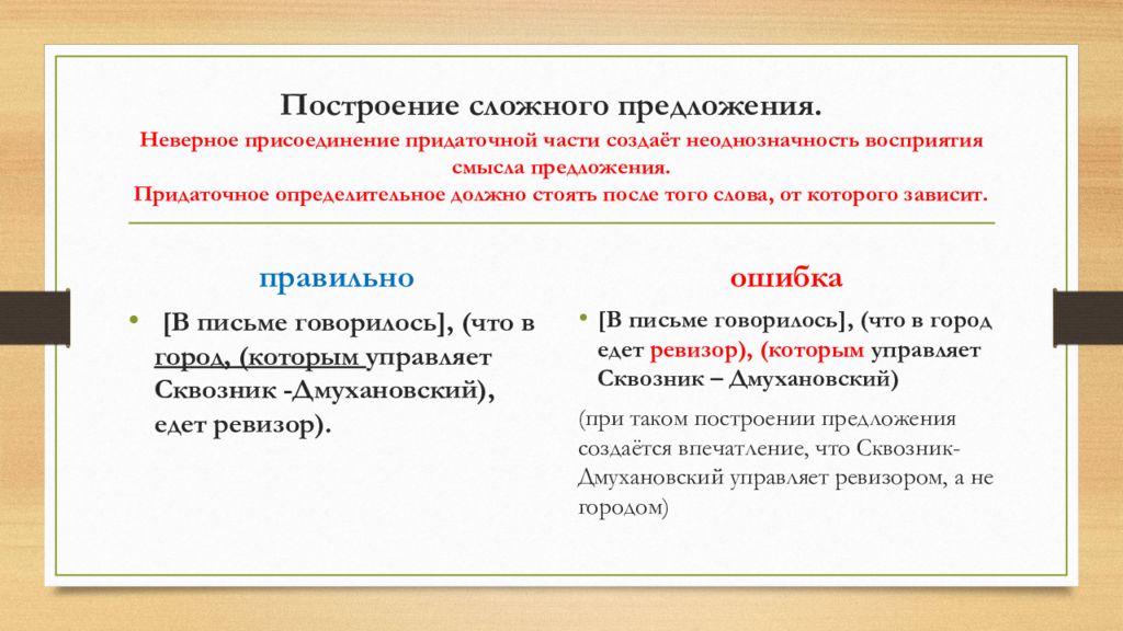 Б нарушение в построении сложного предложения