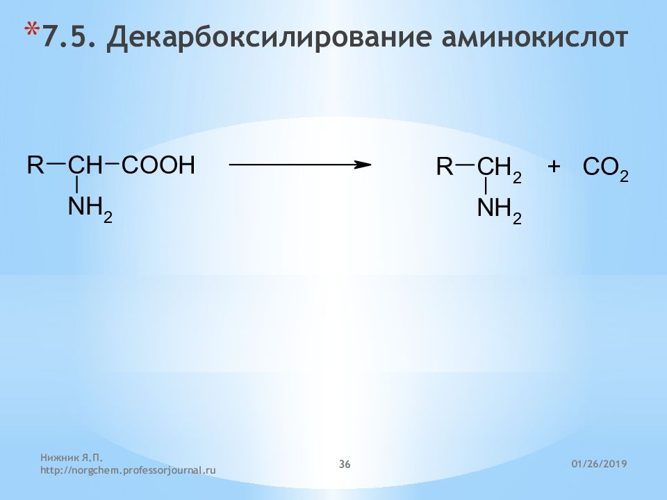 Декарбоксилирование аминокислот презентация