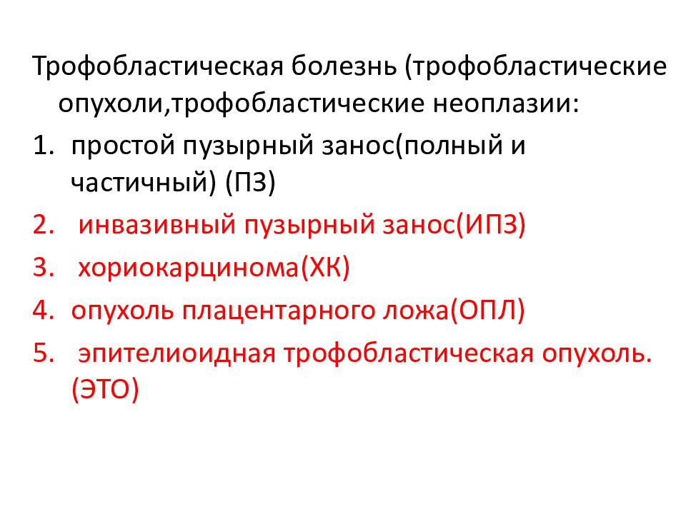 Трофобластическая болезнь презентация