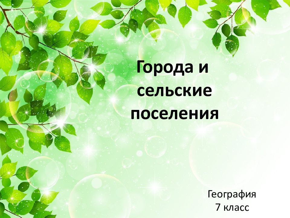 Города и сельские поселения География 7 класс