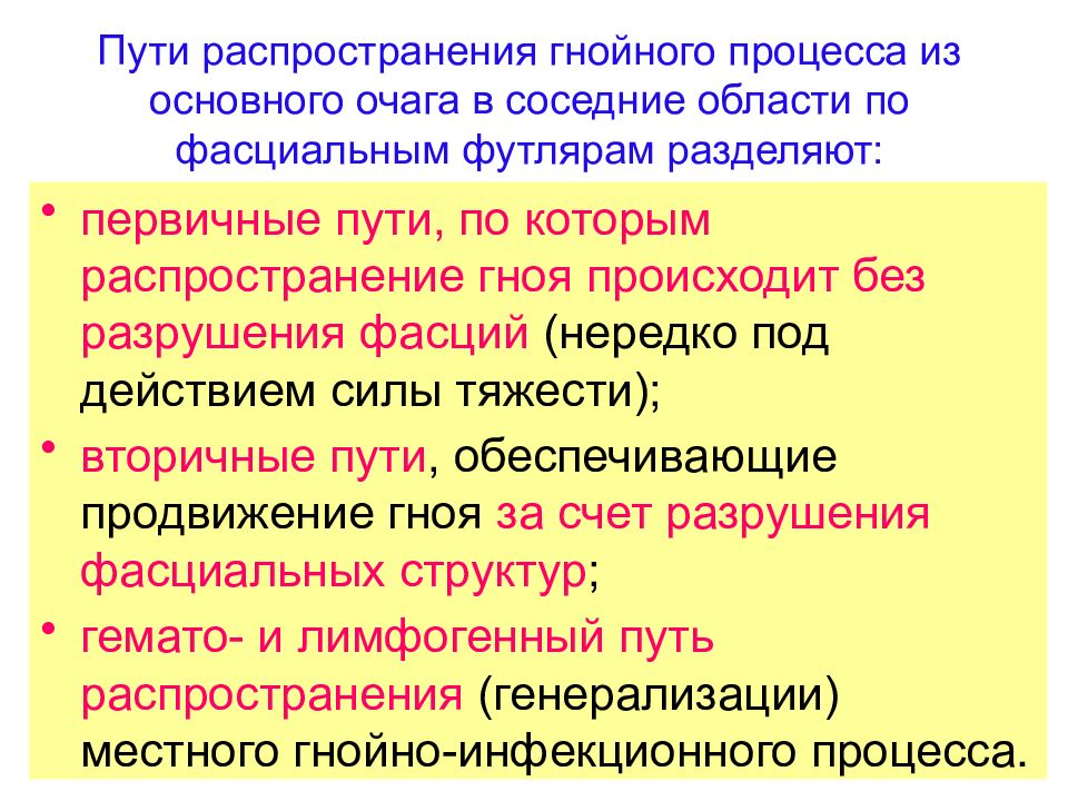 Путь распределения. Пути распространения нагноительных процессов. Пути распространения гнойных процессов. Первичный путь распространения гнойных процессов. Первичные и вторичные пути распространения гноя.