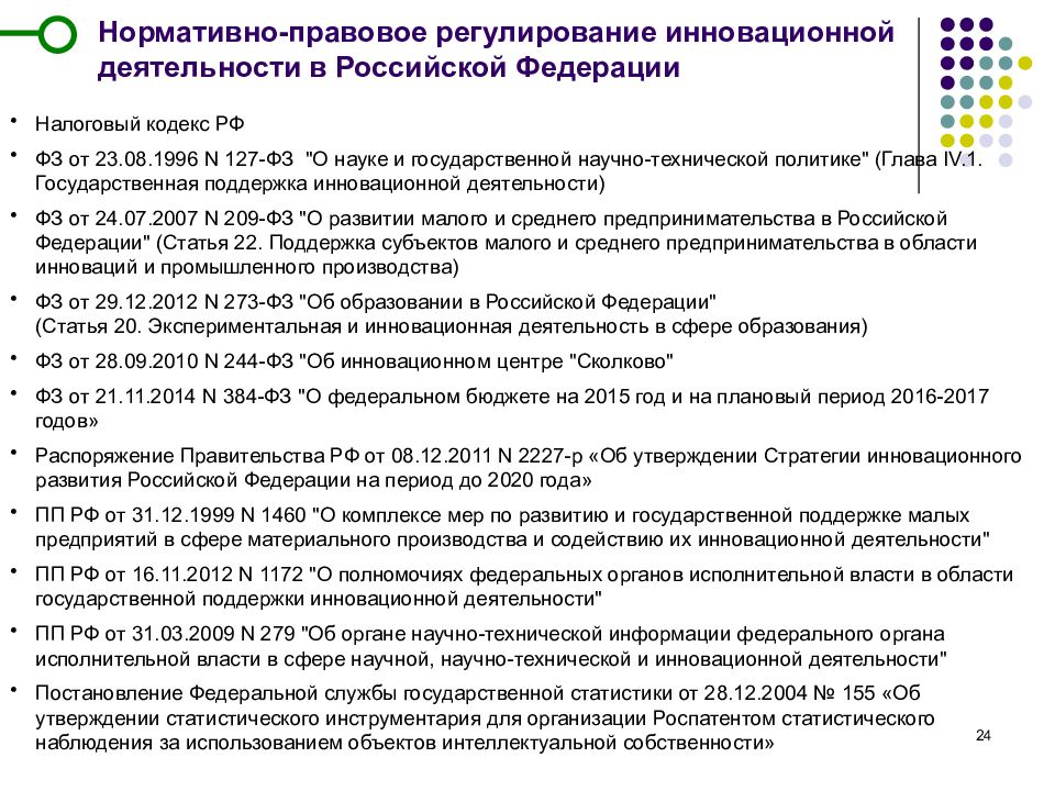 Нормативно правовое регулирование деятельности. Правовое регулирование инноваций. Правовое регулирование инновационной деятельности. Правовое регулирование инновационной деятельности в РФ.