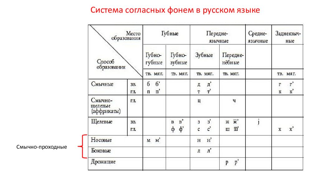 Схема освоения гласных и согласных фонем