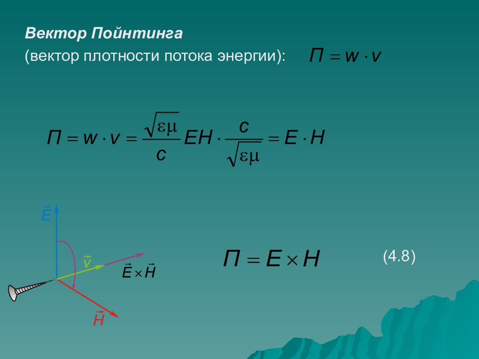 Через вектор. Модуль вектора умова-Пойнтинга. Вектор умова-Пойнтинга формула. Направление вектора умова Пойнтинга. Вектор умова Пойнтинга для электромагнитной волны.