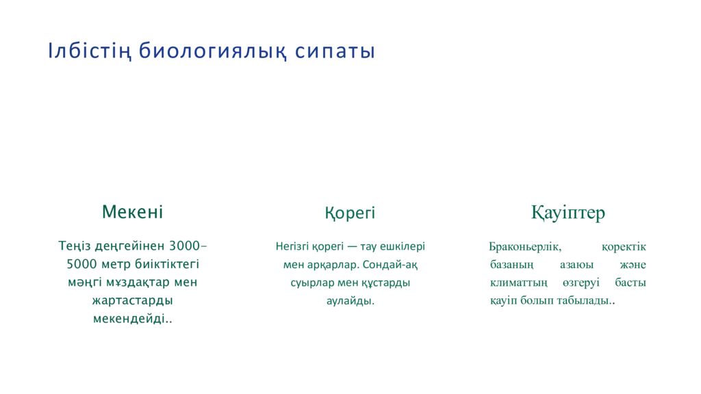 Ілбісті ң биологиялы қ сипаты