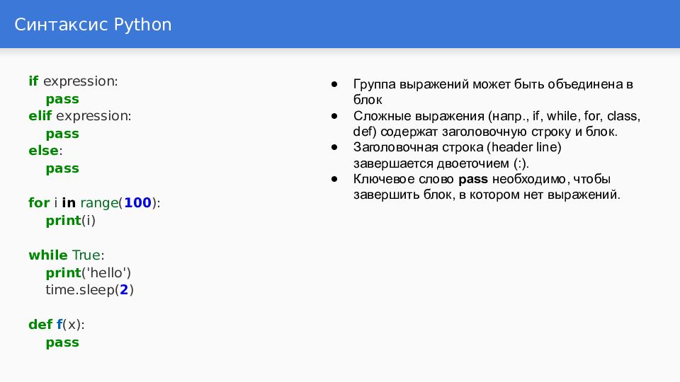 Синтаксис кода python