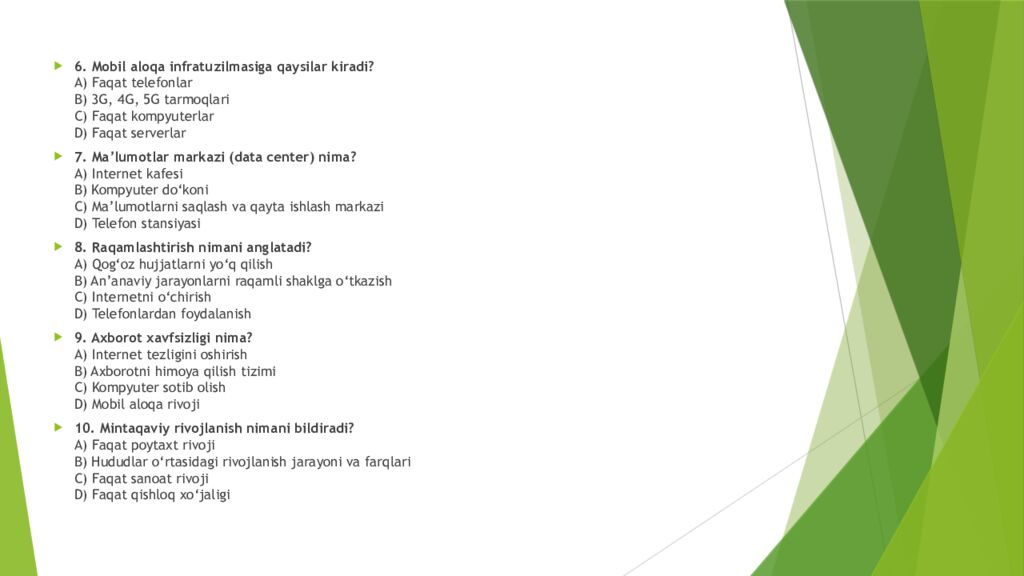 Axborot kommunikatsiya infatuzilmaning mintaqaviy rivojlanish