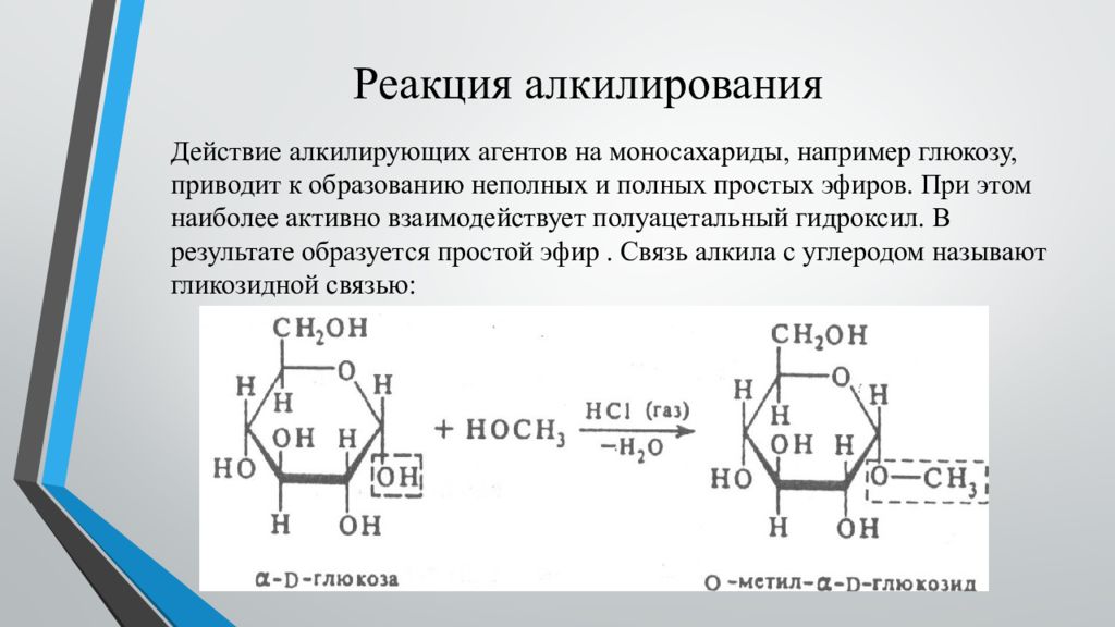 D глюкоза реакции. Алкилирование моносахаридов. Частичное алкилирование моносахаридов. Частичное и полное алкилирование (метилирование) моносахаридов. Алкилирование моносахаридов проводят с помощью.