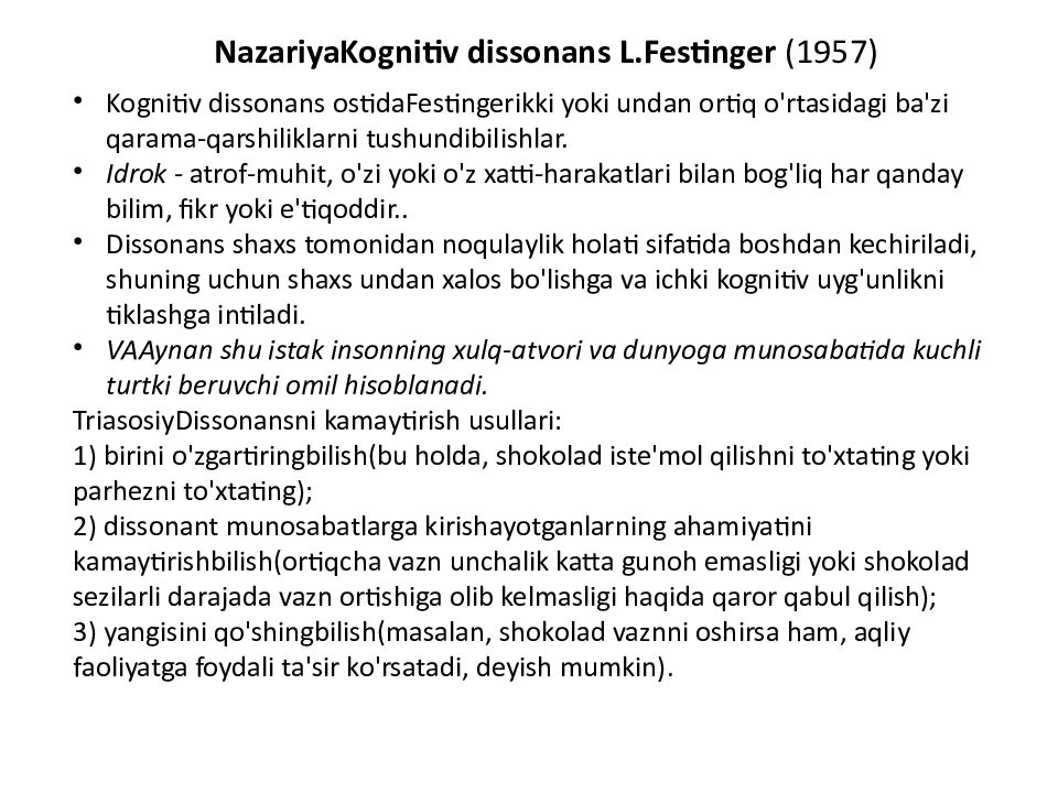 SHAXSIYAT NAZARIYALARI xorijiy