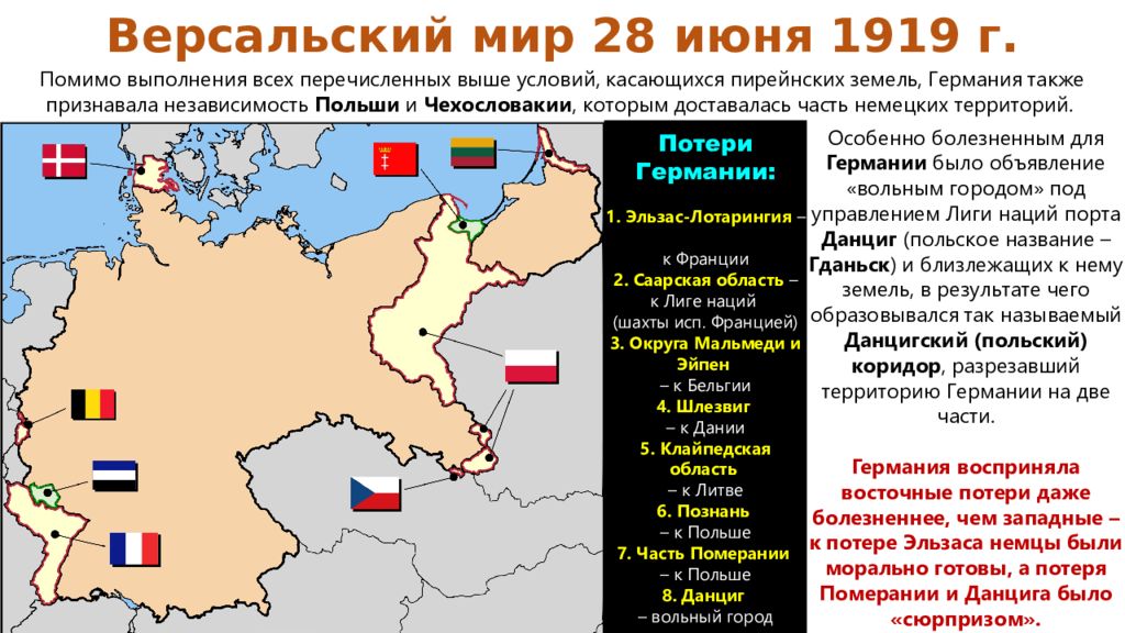 Как изменилась политическая карта после заключения договоров и соглашений составивших версальско