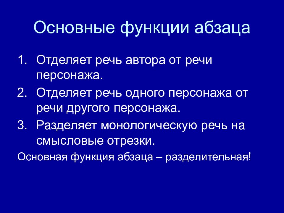 Виды абзацев презентация