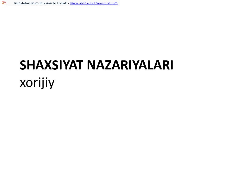 SHAXSIYAT NAZARIYALARI xorijiy