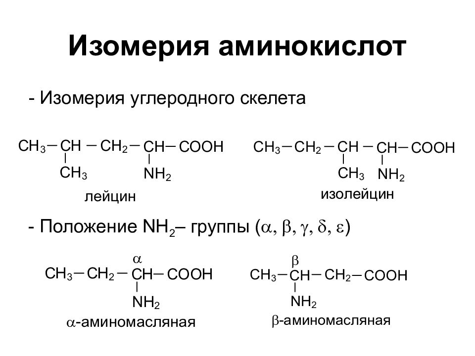 Виды изомеров. Изомерия углеродного скелета аминокислот. Типы изомерии аминокислот. Структурные формулы изомеров аминокислоты. Структурные изомеры аминокислот.