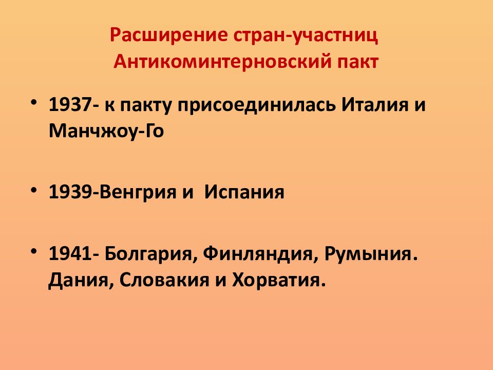 Международные отношения накануне второй мировой войны презентация