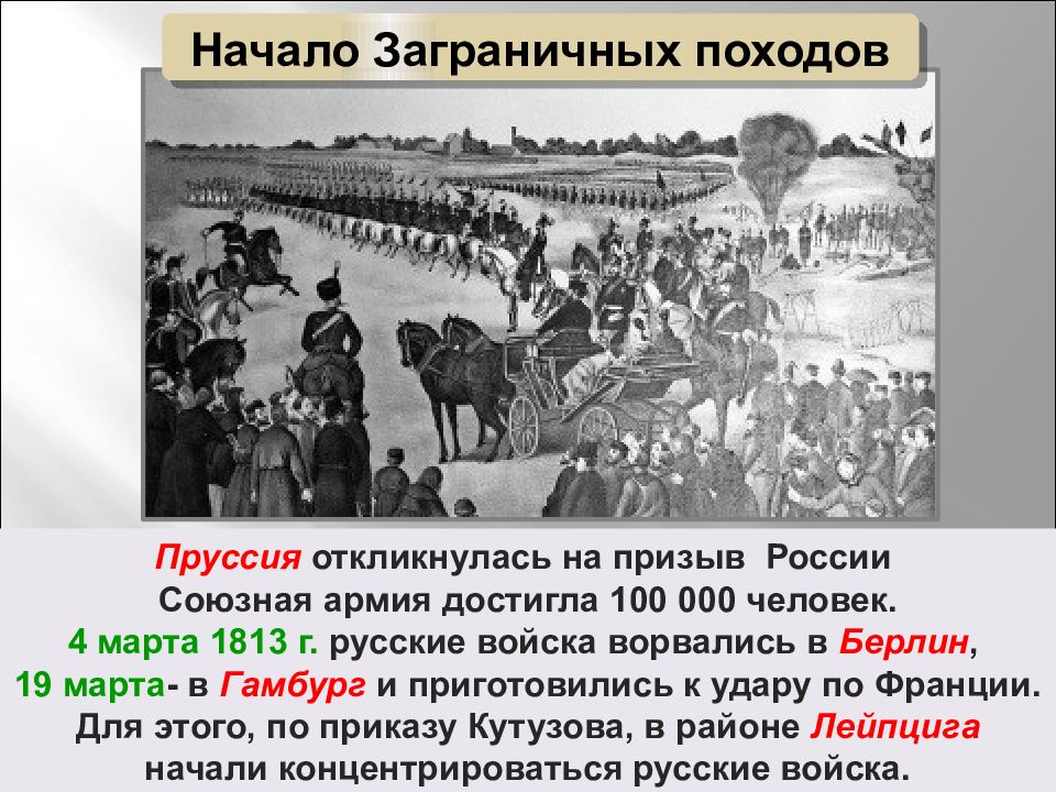 Внешняя политика заграничных походов. Начало заграничных походов. Заграничные походы в Пруссию. 4 Марта 1813 г.. Заграничные походы русской армии Россия и Америка.