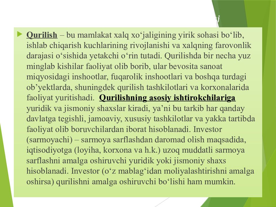 Kapital qurilishda pudrat shartnomasi