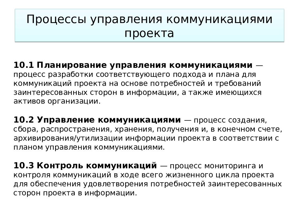 Передаваемая в рамках управления коммуникациями проекта информация должна содержать