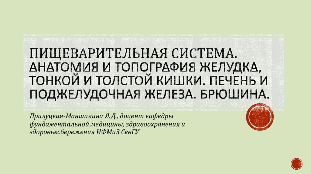 Прилуцкая- Маншилина Я.Д., доцент кафедры фундаментальной медицины,