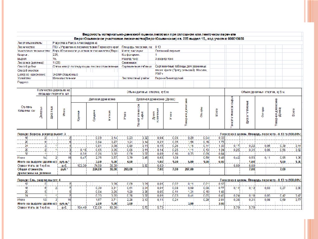 Приказ отвод и таксация лесосек. Сводка по производственному участку.