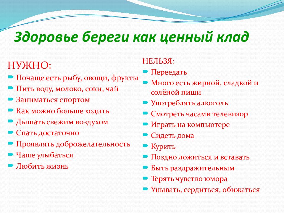 Здоровье 31. Полезные привычки на английском список. Здоровье береги как ценный клад что нужно и что нельзя таблица.