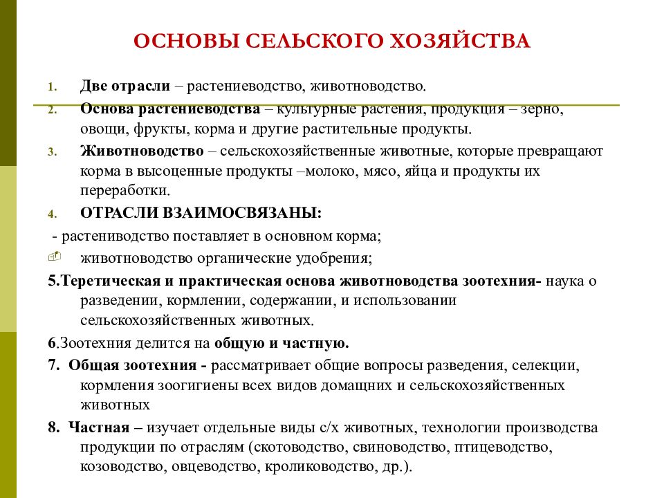 Основы сельского хозяйства. Основы разведения животных. Основы земледелия. Биологические основы сельского хозяйства доклад.