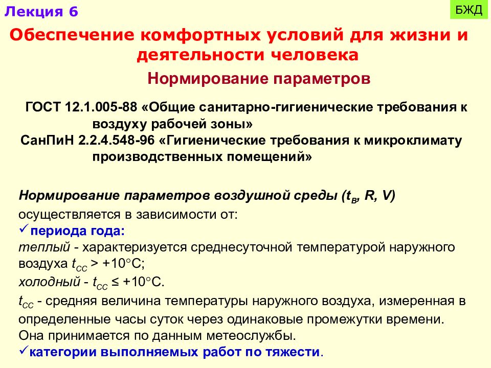 Гигиенические нормы к микроклимату производственных помещений